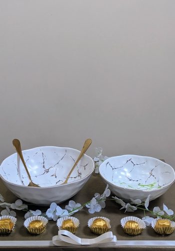 Gold & White Marble Bowl Set